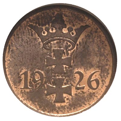 1 fenig 1926, Berlin, Parchimowicz 53 b, moneta w pudełku GCN z certyfikatem MS 66, wyśmienicie zachowana
