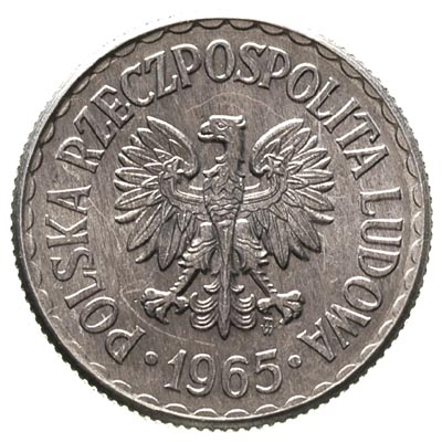 1 złoty 1965, Warszawa, Parchimowicz 213 b, rzadka w tak pięknym stanie zachowania