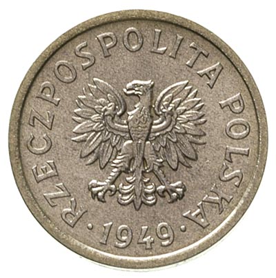 10 groszy 1949, na rewersie wklęsły napis PRÓBA, Parchimowicz -, nakład nieznany, aluminium 0.70 g, bardzo rzadka moneta w ładnym stanie zachowania