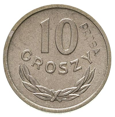 10 groszy 1949, na rewersie wklęsły napis PRÓBA, Parchimowicz -, nakład nieznany, aluminium 0.70 g, bardzo rzadka moneta w ładnym stanie zachowania