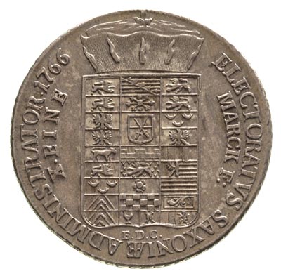 talar 1766, Lipsk, 27.85 g, Schnee 1055, Dav. 2678, na awersie mała wada blachy, patyna