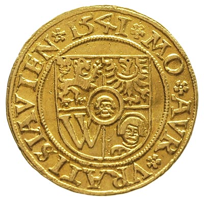 dukat 1541, Wrocław, F.u.S. 3405, Fr. 445, złoto 3.53 g, minimalnie gięty, patyna