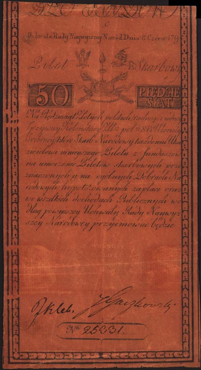 50 złotych 8.06.1794, seria C, Miłczak A4, Lucow 31 R2