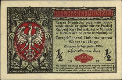 1/2 marki polskiej 9.12.1916, \jenerał\" seria A i \"Generał\" seria B