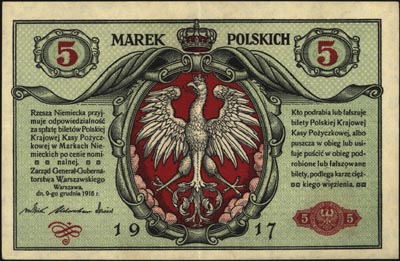 5 marek polskich 9.12.1916, \Generał, \"Biletów\" i \"biletów, serie A