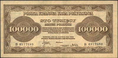 100.000 marek polskich 30.08.1923, seria B, Miłczak 35, Lucow 433 R3