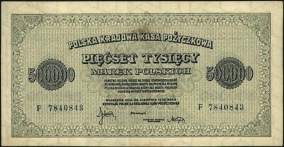 500.000 marek polskich 30.08.1923, seria F z numeracją siedmiocyfrową, Miłczak 36h, Lucow 739 R4