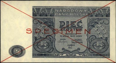 1, 2, 5 i 10 złotych 15.05.1946, SPECIMEN, Miłczak 123-126, razem 4 sztuki