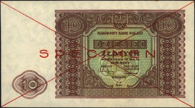 1, 2, 5 i 10 złotych 15.05.1946, SPECIMEN, Miłczak 123-126, razem 4 sztuki