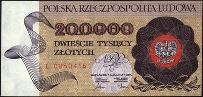 200.000 złotych 1.12.1989, seria E, Miłczak 177