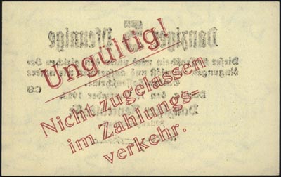 5 fenigów 1.11.1923, na stronie odwrotnej nadruk: Ungültig! Nicht zugelassen im Zahlungsverkehr, Miłczak G33, pięknie zachowane