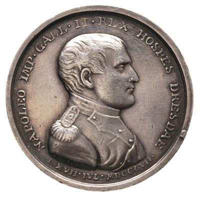 medal wybity z okazji pobytu Napoleona w Dreźnie