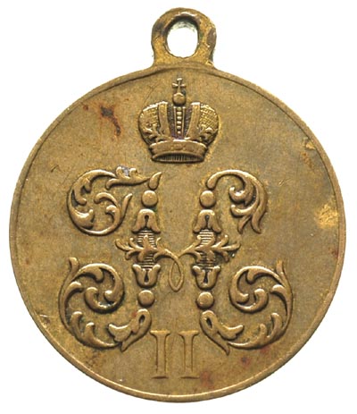 Mikołaj II 1894-1917, medal Za Marsz na Chiny 1900-1901, brąz, 28 mm, Diakow 1331, rysy w tle, patyna