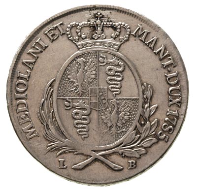 Józef II 1780-1790, scudo 1785, Mediolan, Dav.13