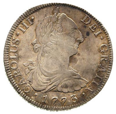 Karol III 1759-1788, 8 reali 1773/F.M., Meksyk, Calbeto 805, patyna