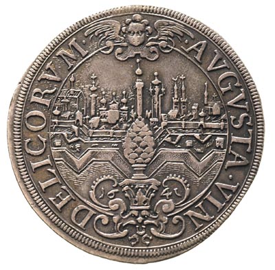 talar 1641, Aw: Herb miasta z panoramą w tle, wo