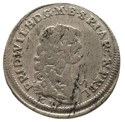Fryderyk Wilhelm 1640-1688, szóstak 1674/CV, duże litery CV, Królewiec, Neumann 11.120a, rzadki