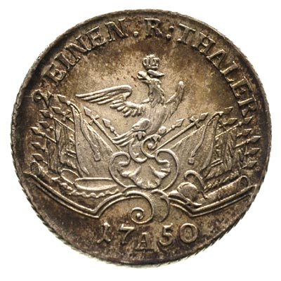 Fryderyk II Wielki 1740-1786, 1/2 talara 1750/A, Berlin, Neumann 205, Olding 12, ładna patyna