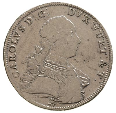 Karol Eugeniusz 1744-1793, talar 1769, Dav. 2866, Klein-Raff 370, rysy w tle