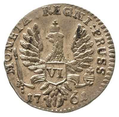 szóstak 1761, Królewiec, typ z perłami we włosac