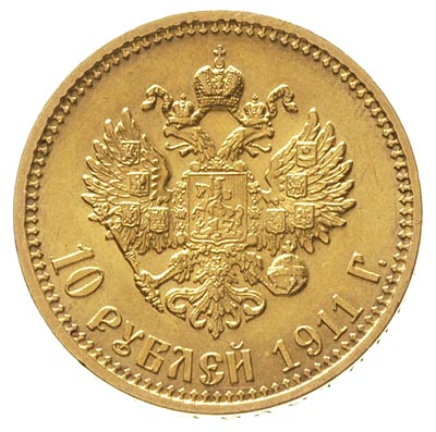 10 rubli 1911 / Э-Б, Petersburg, złoto 8.60 g, Kazakov 393