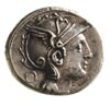 Ap. Claudius Pulcher, T. Mallius , Q. Urbinius 111/110 pne, denar, Aw: Głowa Romy w hełmie w prawo..