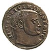 Licyniusz 308-324, AE-20, Aw: Popiersie cesarza w prawo i napis wokoło, Rw: Stojący Bonus trzymają..