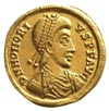 Honoriusz 395-423, solidus 402-423, Rawenna, Aw: Popersie cesarza w diademie w prawo i napis w oto..
