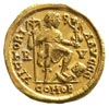 Honoriusz 395-423, solidus 402-423, Rawenna, Aw: Popersie cesarza w diademie w prawo i napis w oto..