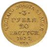 3 ruble = 20 złotych 1837, Petersburg, Plage 305, Bitkin 1078 R, Fr. 111, złoto 3.91 g, minimalne ..