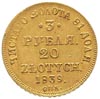 3 ruble = 20 złotych 1839, Petersburg, Plage 309, Bitkin 1080 R, Fr. 111, złoto 3.91 g