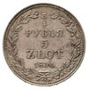3/4 rubla = 5 złotych 1834, Warszawa, bez kropki po dacie, Plage 346, Bitkin 1138 R, rzadkie, w ce..