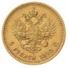 5 rubli 1893, Petersburg, złoto 6.44 g, Bitkin 39, rzadki rocznik