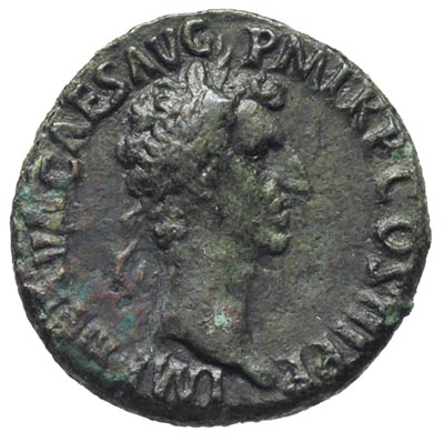Nerwa 96-98, as 97, Rzym, Aw: Głowa cesarza w prawo, Rw: Aequitas stojąca na wprost, trzymająca wagę i róg obfitości, brąz 11.75 g, RIC 77, zielona patyna