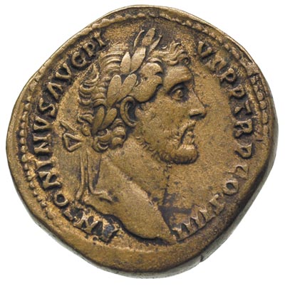 Antoninus Pius 138-161, sestercja 145-161, Rzym, Aw: Głowa cesarza w prawo, Rw: Roma siedząca w lewo, wsparta na tarczy, trzymająca Wiktorię i włócznię, brąz 26.63 g, RIC 780