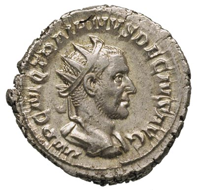 Trajan Decjusz 249-251, antoninian 249-251, Rzym, Aw: Popiersie cesarza w prawo, Rw: Dwie Pannonie stojące na wprost, odwrócone od siebie głowami, obie trzymające sztandary, 4.98 g, RIC 21b, ładnie zachowany