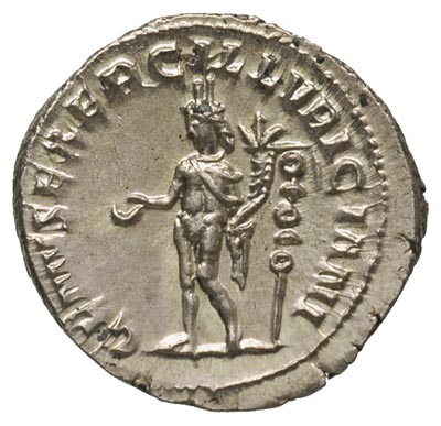 Trajan Decjusz 249-251, antoninian 249-251, Rzym, Aw: Popiersie cesarza w prawo, Rw: Geniusz stojący w lewo, trzymający paterę i róg obfitości, po prawej sztandar, 4.80g, RIC 16c, piękny stan zachowania