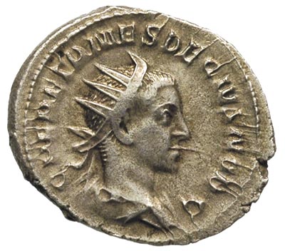 Hereniusz Etruskus 250-251, antoninian, Rzym, Aw: Popiersie cesarza w prawo, Rw: Przyrządy sakralne, RIC 143