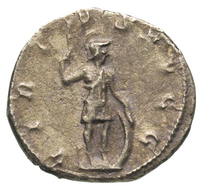 Woluzjan 251-253, antoninian, Mediolan, Aw: Popiersie cesarza w prawo, Rw: Virtus stojąca w prawo, trzymająca włócznię i wsparta na tarczy, RIC 206