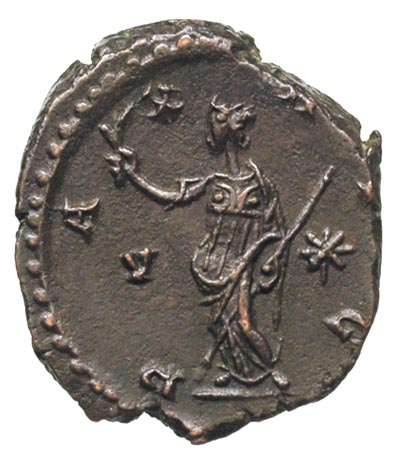 Wiktorinus 269-271, antoninian bilonowy, Kolonia, Aw: Popiersie cesarza w prawo, Rw: Pax stojąca w lewo, trzymająca gałązkę oliwną i berło, w polu V i gwiazdka, RIC 116, piękny egzemplarz