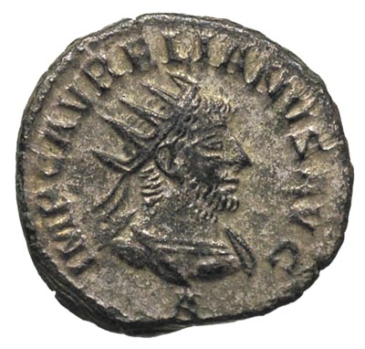 Aurelian i Vabalatus 271-272, antoninian, Antiochia, Aw: Popiersie Aureliana w prawo, niżej litera A, Rw: Popiersie Vabalatusa w prawo, RIC 381, rzadki, jasna patyna