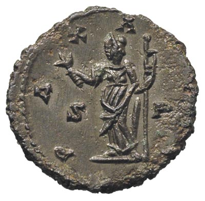 Karauzjusz 287-293, antoninian bilonowy, Aw: Popiersie cesarza w prawo, Rw: Pax stojąca w lewo, trzymająca gałązkę oliwną i berło, w polu litery S i C, RIC 475, rzadki piękny portret, bardzo ładnie zachowane