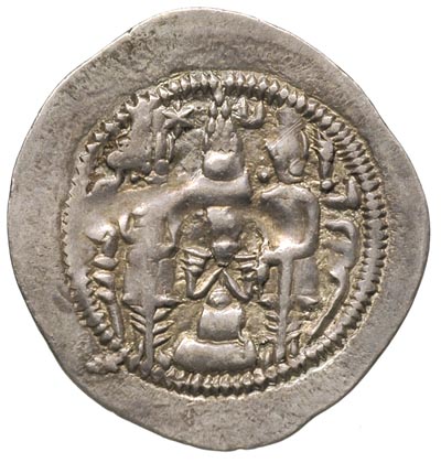 Hormazd IV 579-590, drachma, litery NIH (Nehavend), rok panowania 9 ?, Mitchiner nie notuje tej mennicy