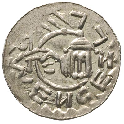 Wratysław II 1054-1061, denar, Aw: Nad podwójnym