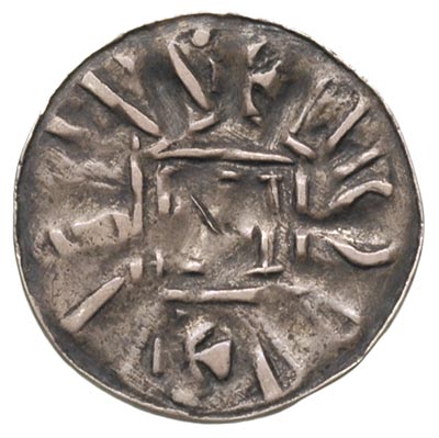 Saksonia, denar krzyżowy wczesna emisja koniec X w., srebro 1.34 g, CNP 372