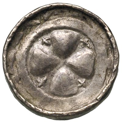 Saksonia, denar krzyżowy, srebro 0.78 g, CNP typ VII, na awersie i rewersie w polu cztery małe krzyżyki, ciekawa odmiana nie notowana w CNP
