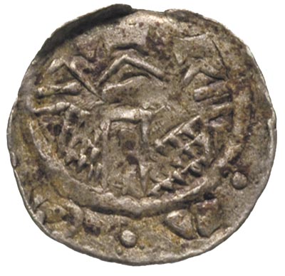 Władysław Herman 1081-1102, denar, Aw: Głowa, w otoku napis, Rw: Budowla z trzema wieżami, w otoku napis, srebro 0.52 g, Stronczyński 35