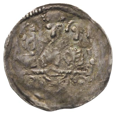 Bolesław Kędzierzawy 1146-1173, denar, Aw: Trzej