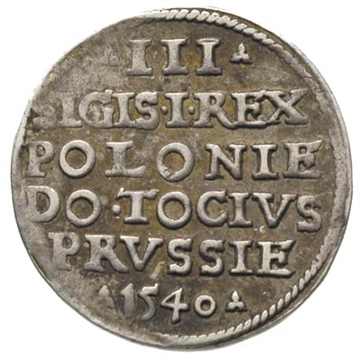 trojak 1540, Elbląg, T. 2, małe niedobicie, patyna