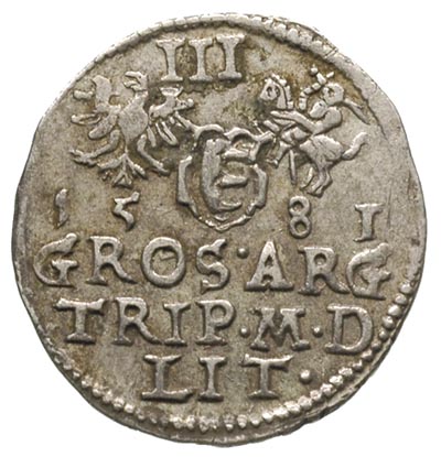 trojak 1581, Wilno, herb Leliwa pod popiersiem króla, Ivanauskas 771:126